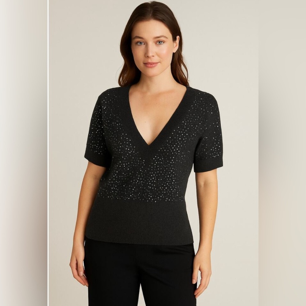 BCBG MaxAzria Pullover Sweater with Sequins | Brown | Medium | NWT